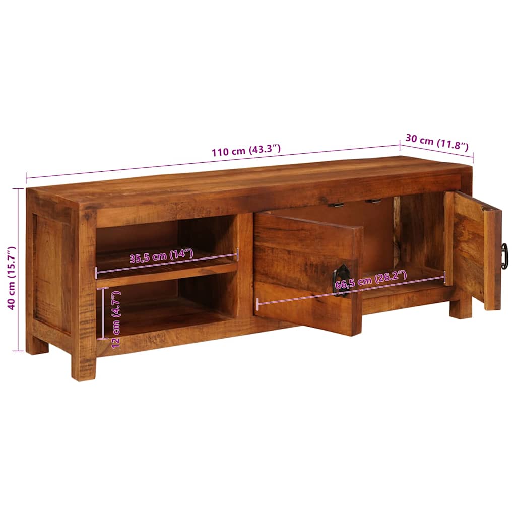 Mueble de TV Marrón 110 x 30 x 40 cm madera maciza de mango