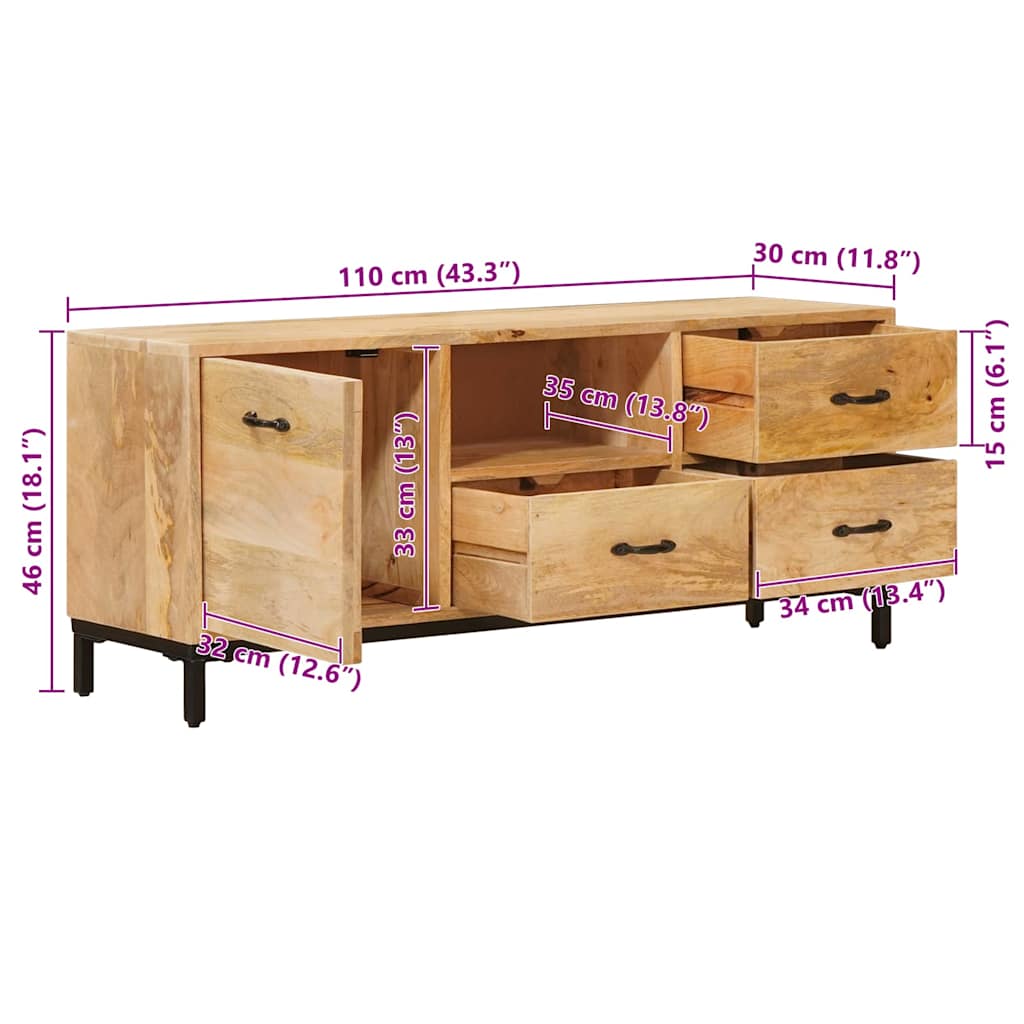 Soportes para TV Marrón 110 x 30 x 46 cm Madera de mango maciza