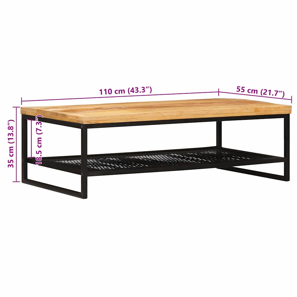 Mesa de Café Marrón y Negro Madera de mango maciza
