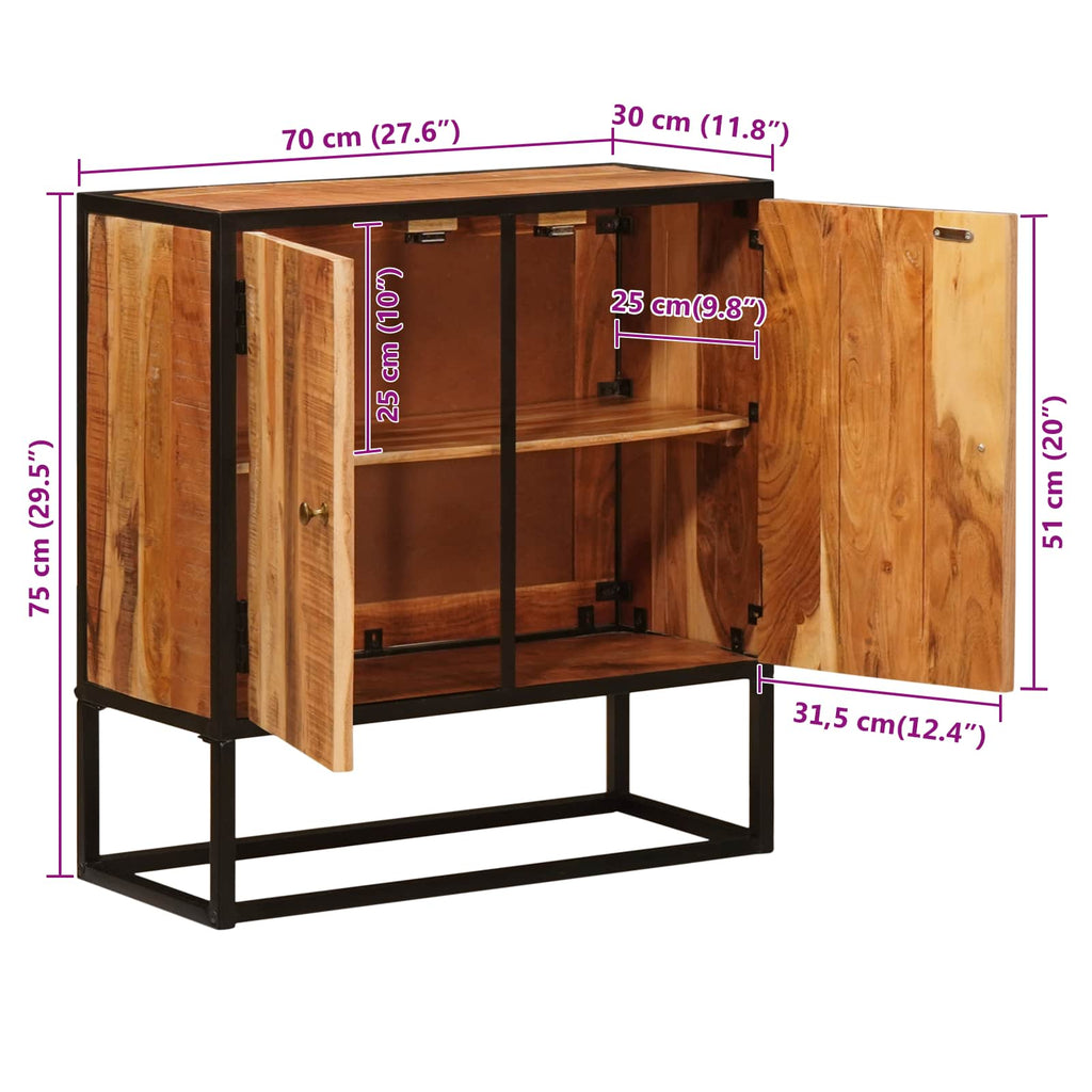 Aparador Beta Natural 70 x 30 x 75 cm Madera de Acacia Sólida
