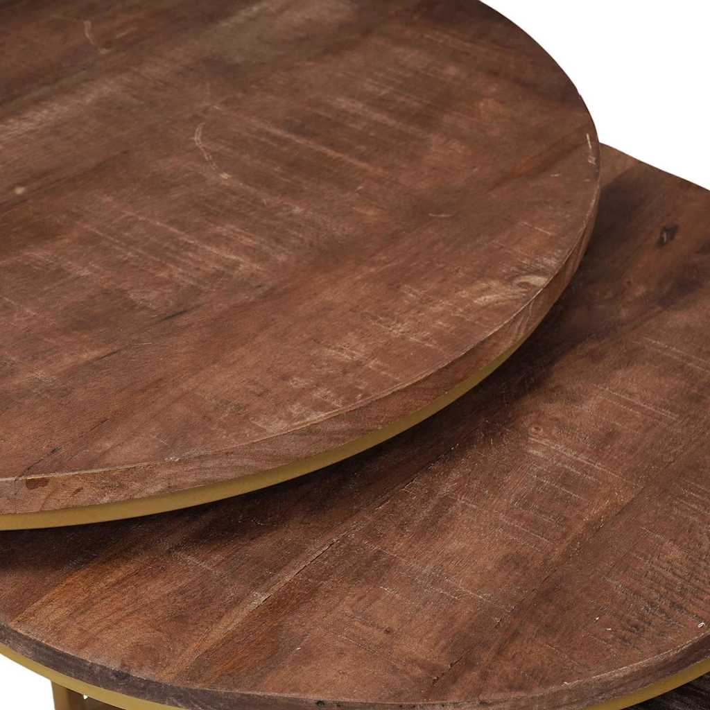 Mesas de Café Nido 2 pcs Madera maciza de mango y acero