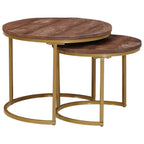 Mesas de Café Nido 2 pcs Madera maciza de mango y acero
