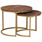 Mesas de Café Nido 2 pcs Madera maciza de mango y acero