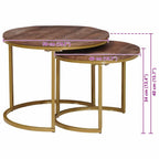 Mesas de Café Nido 2 pcs Madera maciza de mango y acero