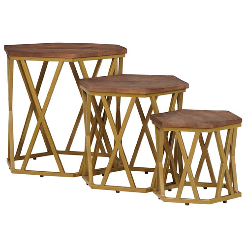 Mesas de centro Marrón 55 x 55 x 50 cm Madera de mango maciza