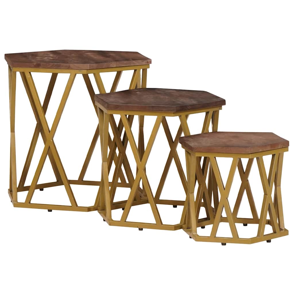 Mesas de centro Marrón 55 x 55 x 50 cm Madera de mango maciza