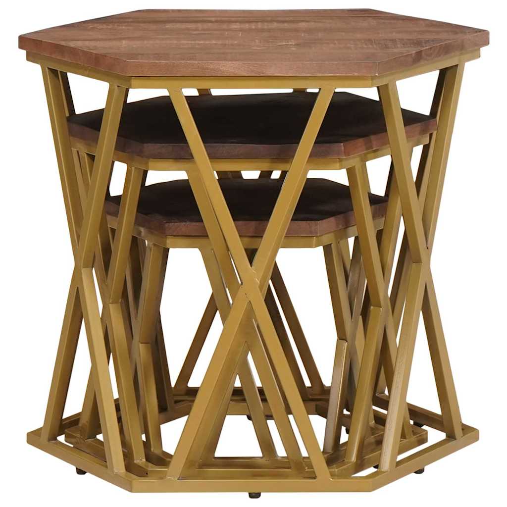 Mesas de centro Marrón 55 x 55 x 50 cm Madera de mango maciza