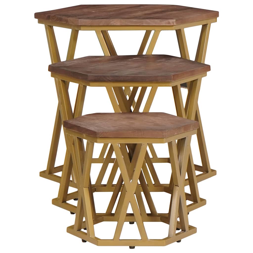 Mesas de centro Marrón 55 x 55 x 50 cm Madera de mango maciza