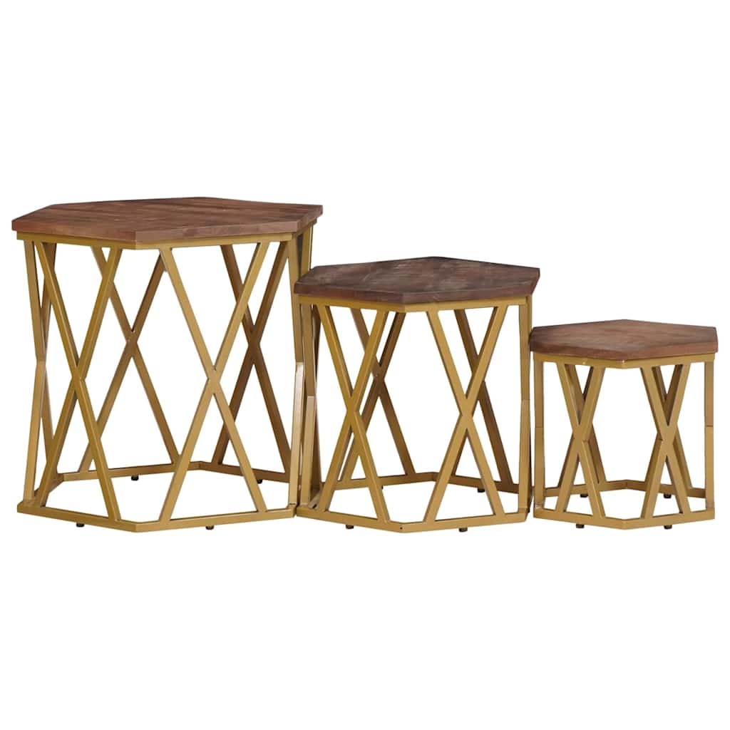 Mesas de centro Marrón 55 x 55 x 50 cm Madera de mango maciza