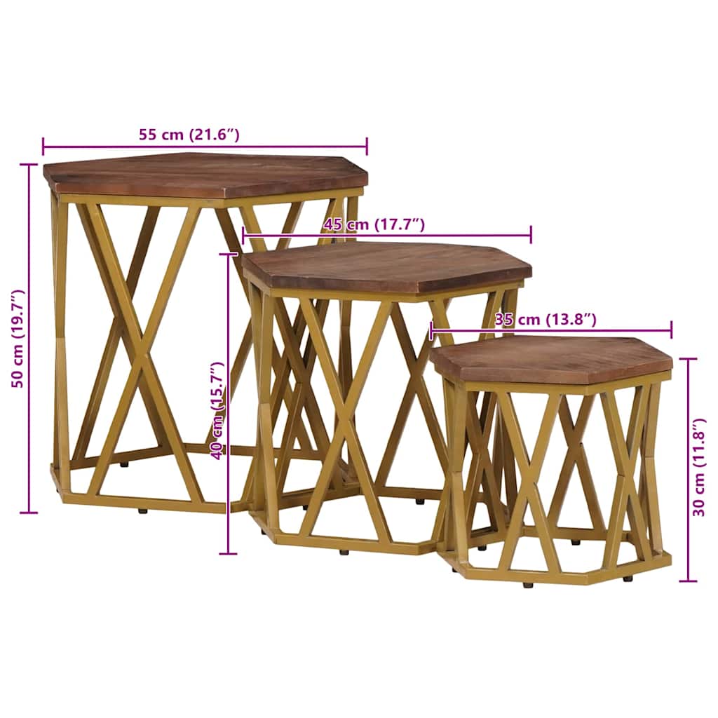 Mesas de centro Marrón 55 x 55 x 50 cm Madera de mango maciza