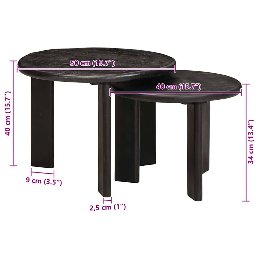 Mesas de Café Nido 2 pcs Madera de mango maciza