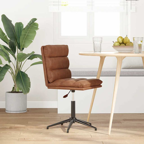 Cadeira de jantar em pele sintética castanha