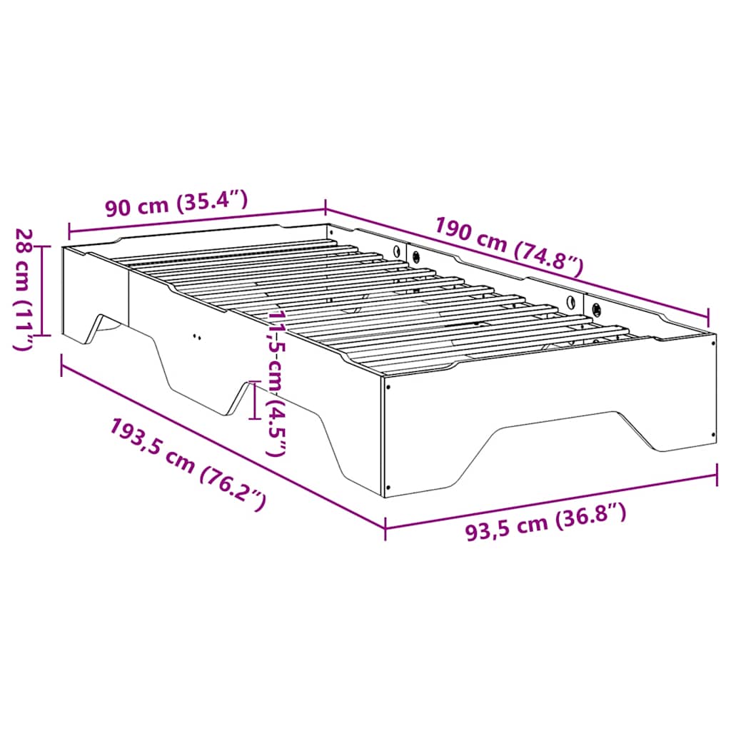 Estructura de cama apilable sin colchón marrón cera 90x190 cm