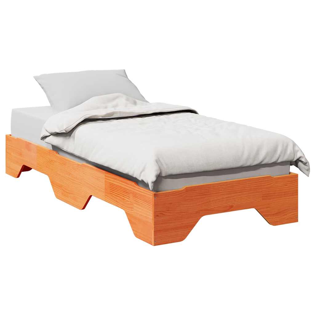 Estrutura de cama empilhável sem colchão castanho cera 90x190 cm