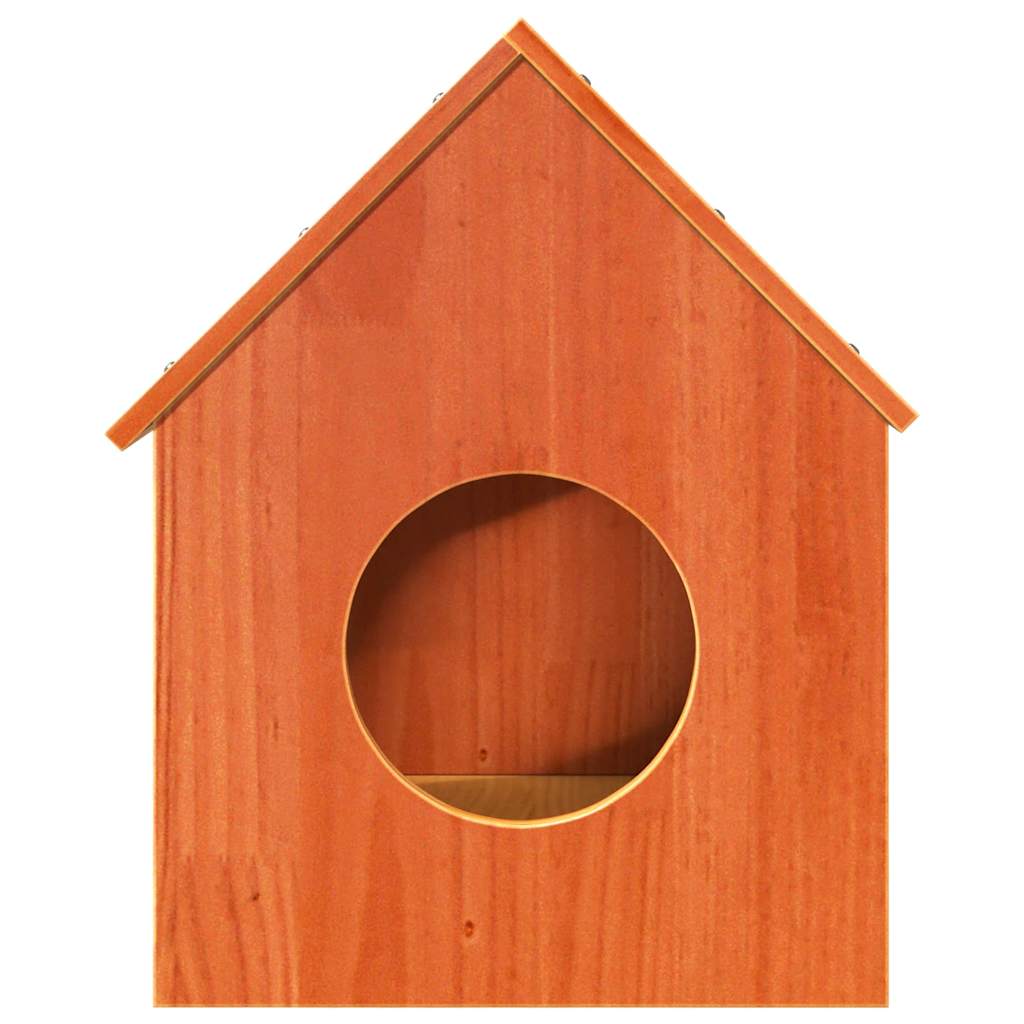 Casa para gatos cera marrón 41x50x50 cm madera maciza pino