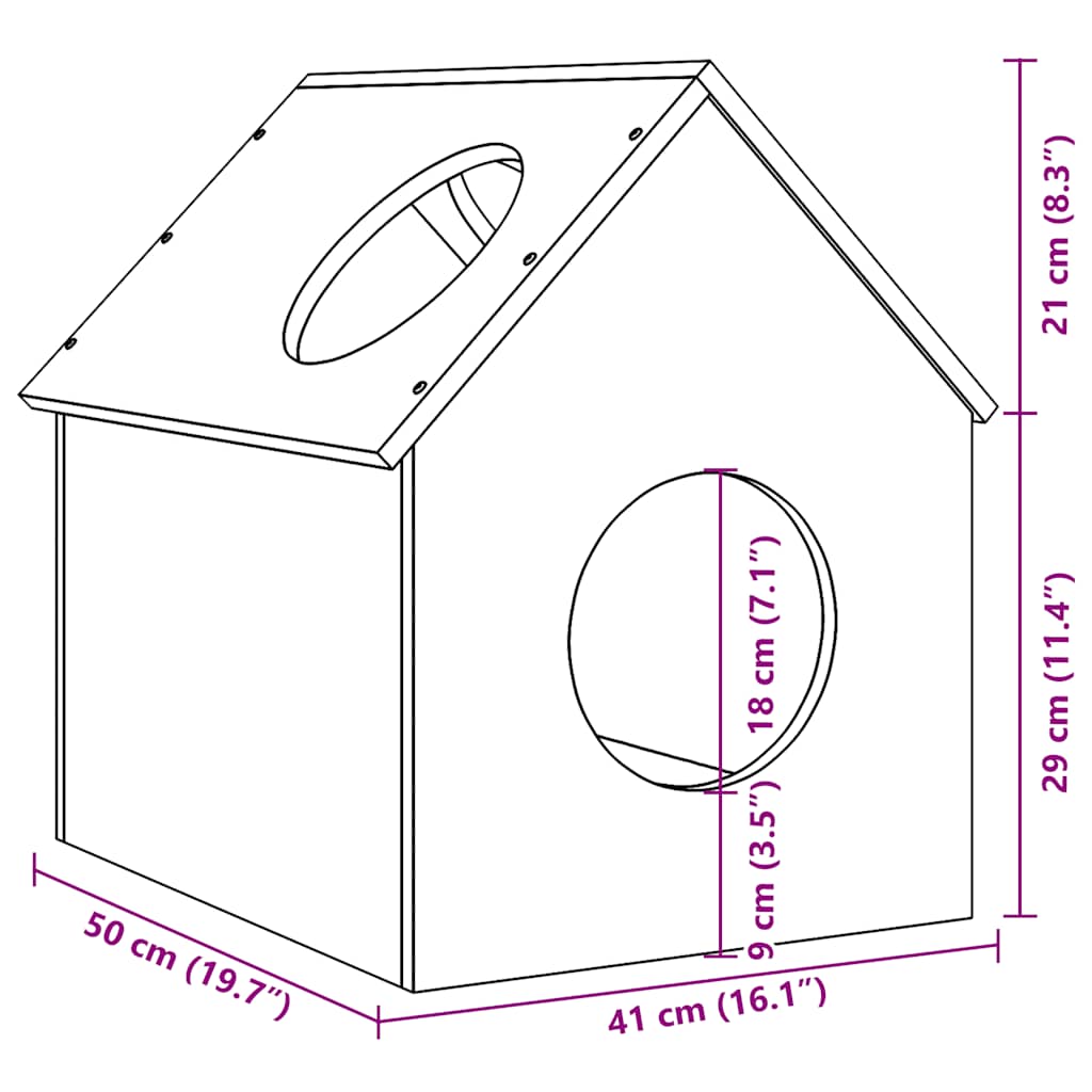 Casa para gatos cera marrón 41x50x50 cm madera maciza pino