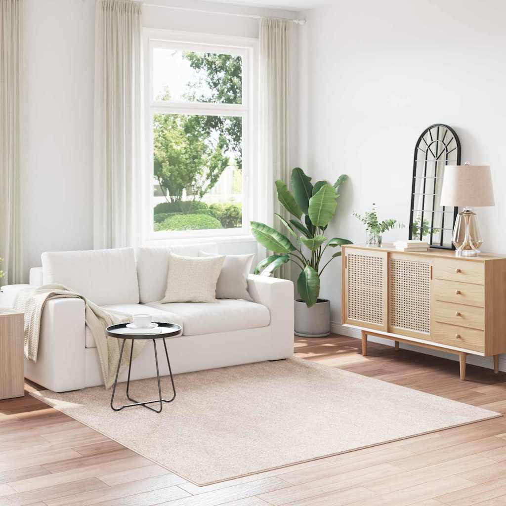Alfombra Shaggy Antideslizante Crema 120 x 120 cm PP