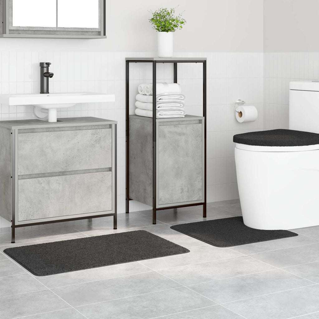 Conjunto de alfombra de baño antideslizante 3 pcs Gris oscuro
