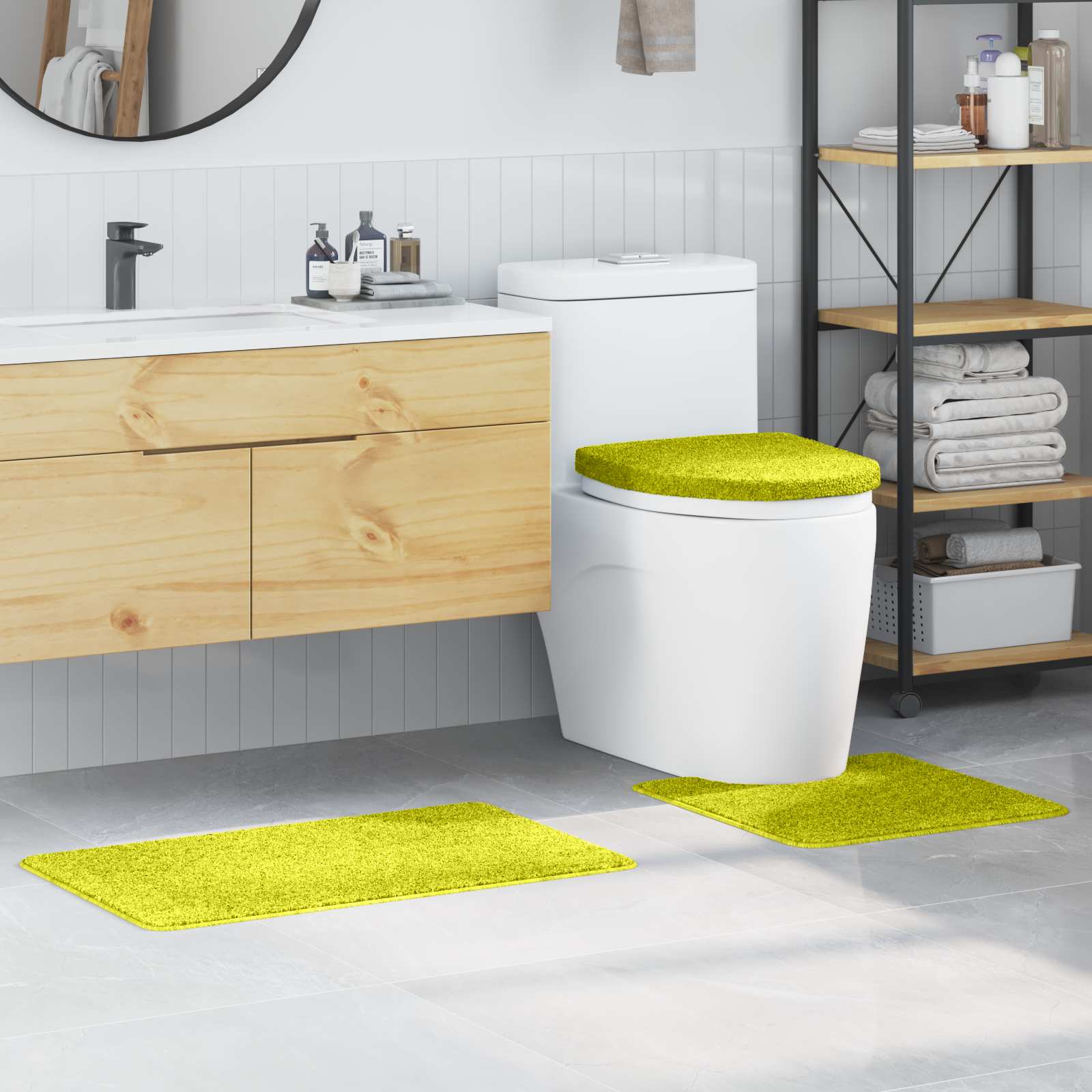 Conjunto de alfombra de baño antideslizante 3 pcs Gris oscuro