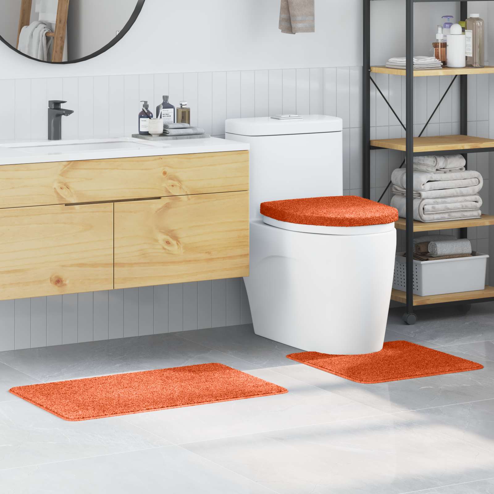 Conjunto de alfombra de baño antideslizante 3 pcs Gris oscuro