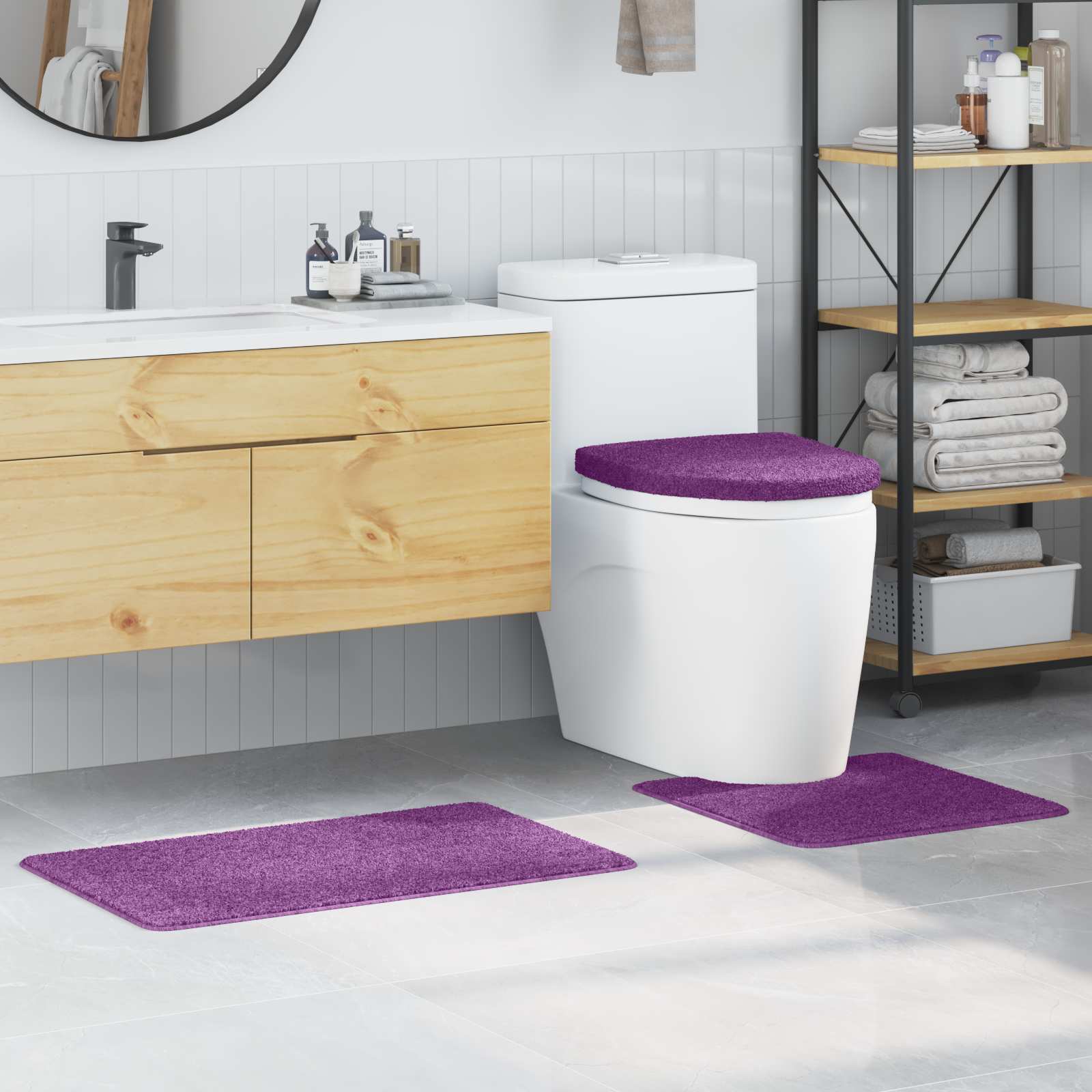 Conjunto de alfombra de baño antideslizante 3 pcs Gris oscuro