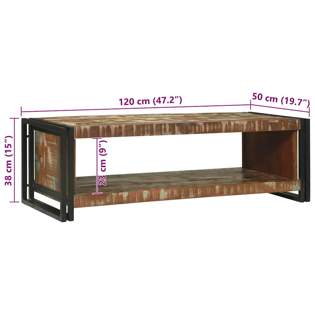 Mesa de Café 120 x 50 x 38 cm Madera sólida recuperada