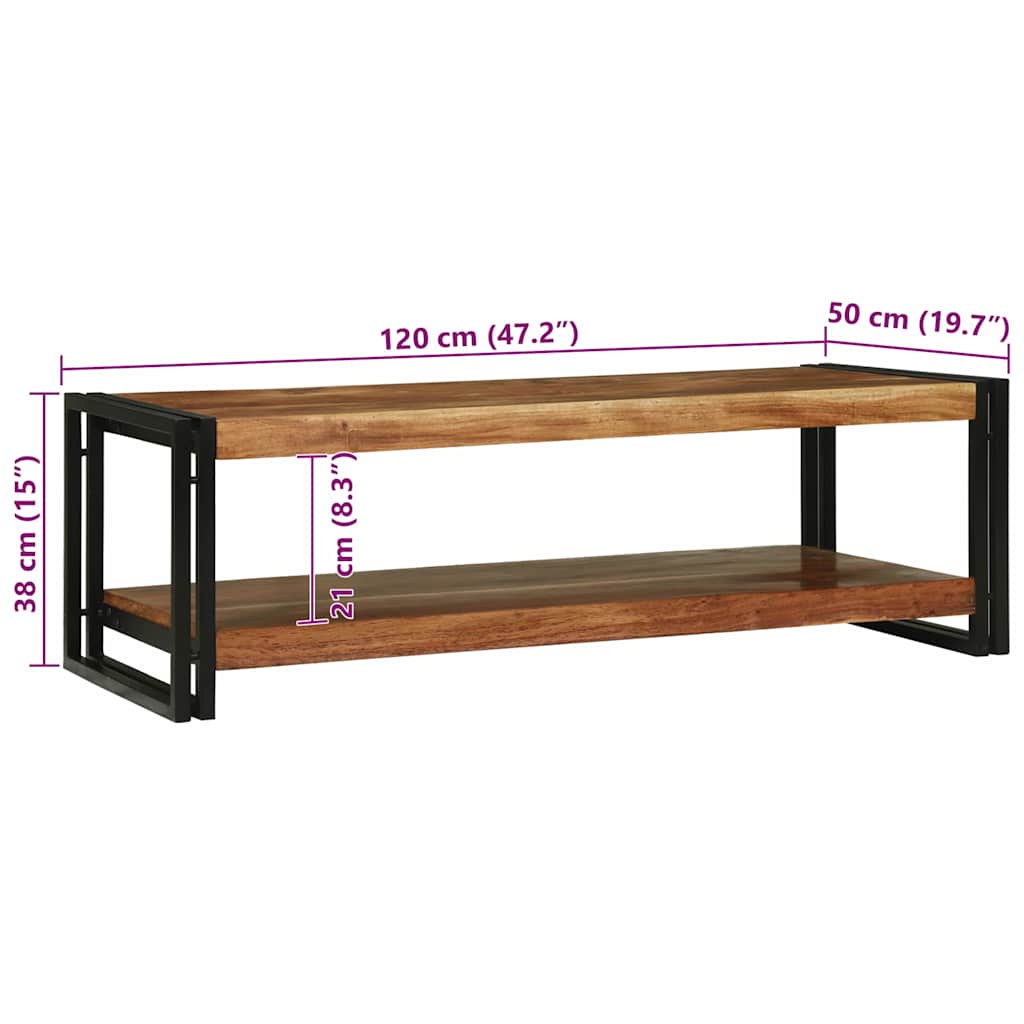 Mesa de Café Marrón 120 x 50 x 38 cm Madera de Acacia Sólida