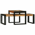 Mesa de Café 2 pcs Marrón Madera de Acacia Sólida
