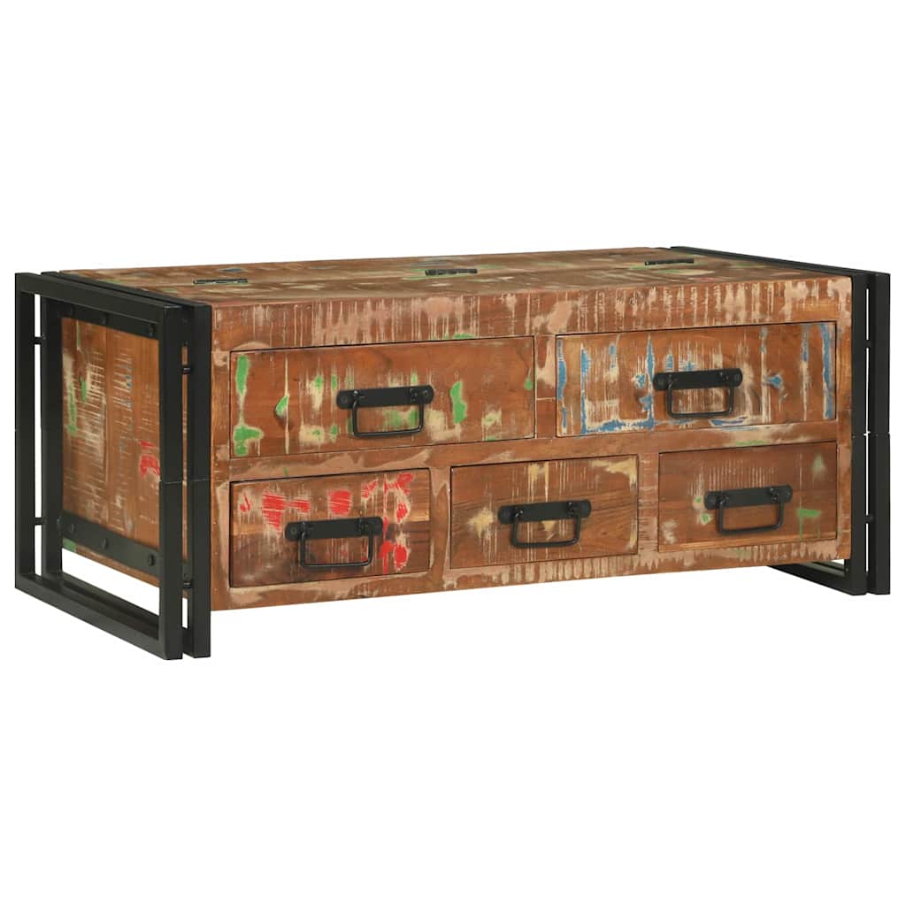 Mesa de Café con cajón Multicolor Madera sólida recuperada