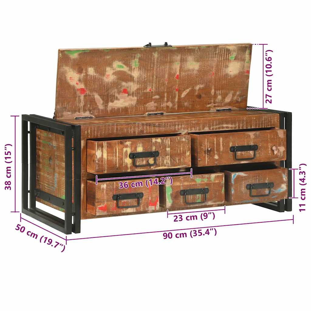 Mesa de Café con cajón Multicolor Madera sólida recuperada
