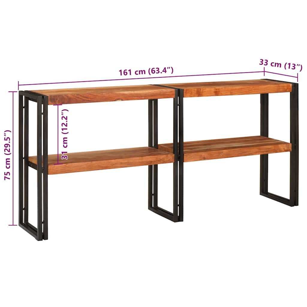 Mesa Consola Marrón 160 x 33 x 75 cm Madera de Acacia Sólida