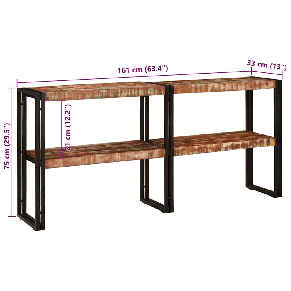 Mesa Consola con estante Multicolor Madera sólida recuperada