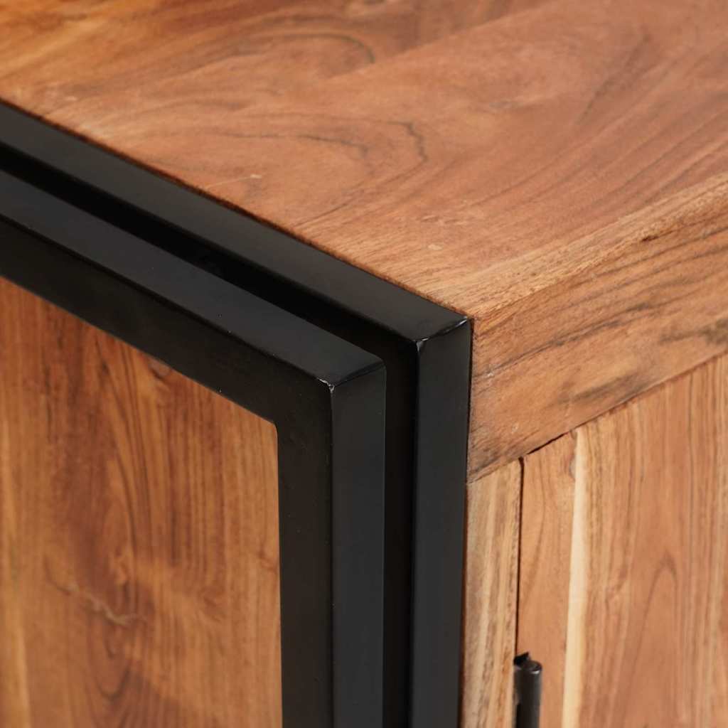 Sideboard con puertas Marrón Madera maciza de Acacia y Metal