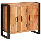 Sideboard con puertas Marrón Madera maciza de Acacia y Metal