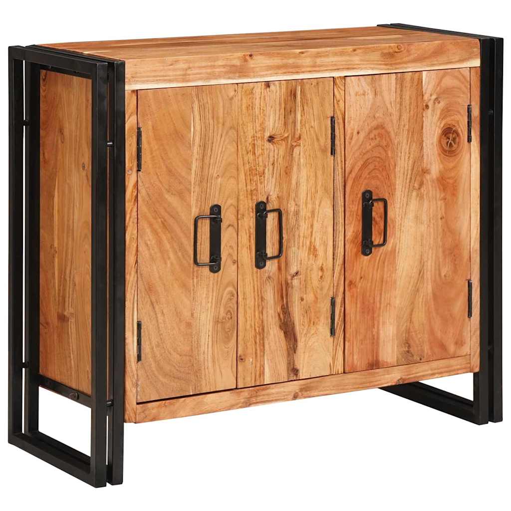 Sideboard con puertas Marrón Madera maciza de Acacia y Metal