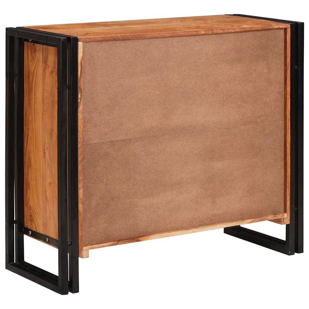 Sideboard con puertas Marrón Madera maciza de Acacia y Metal