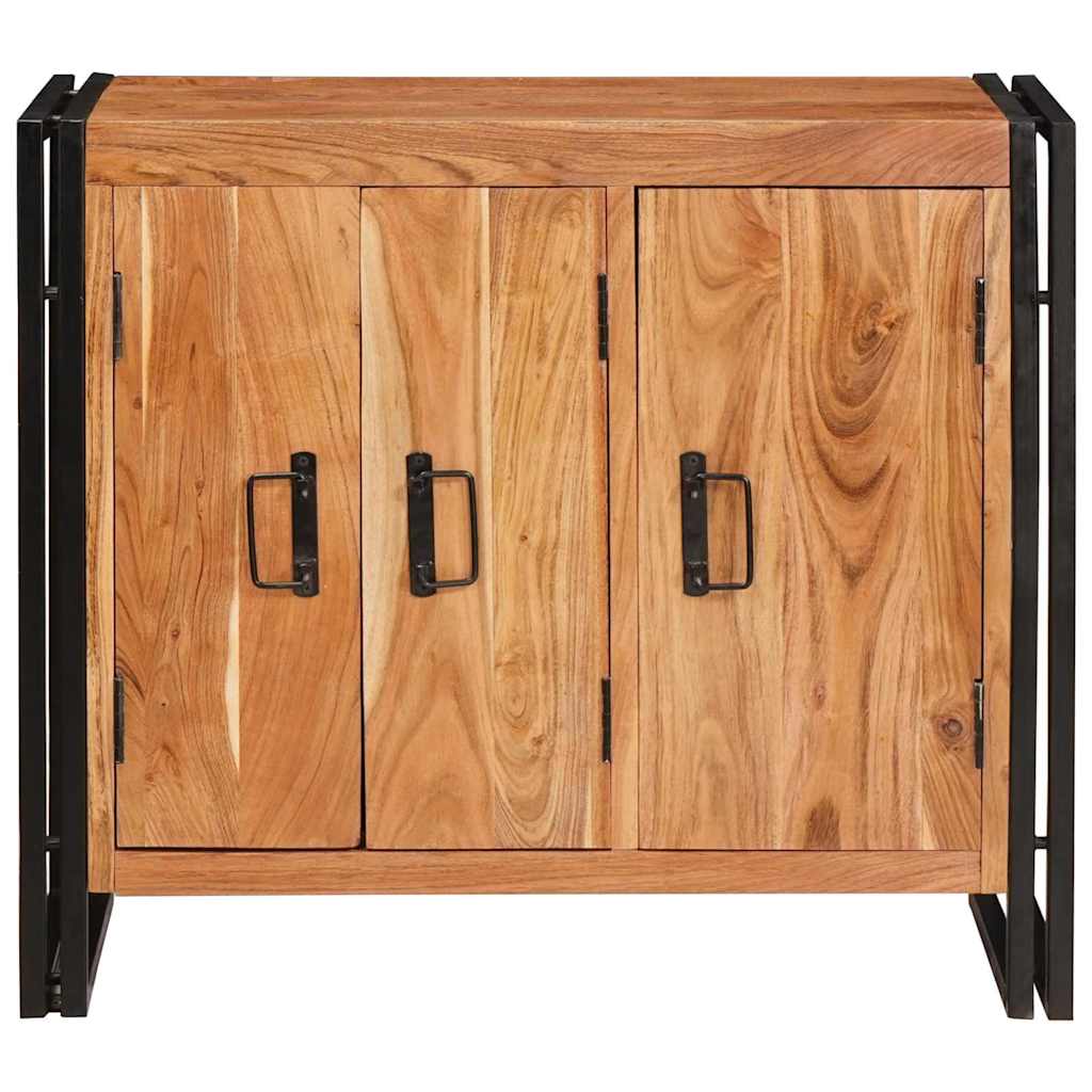 Sideboard con puertas Marrón Madera maciza de Acacia y Metal