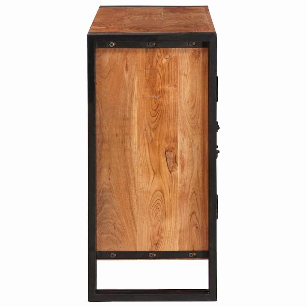 Sideboard con puertas Marrón Madera maciza de Acacia y Metal
