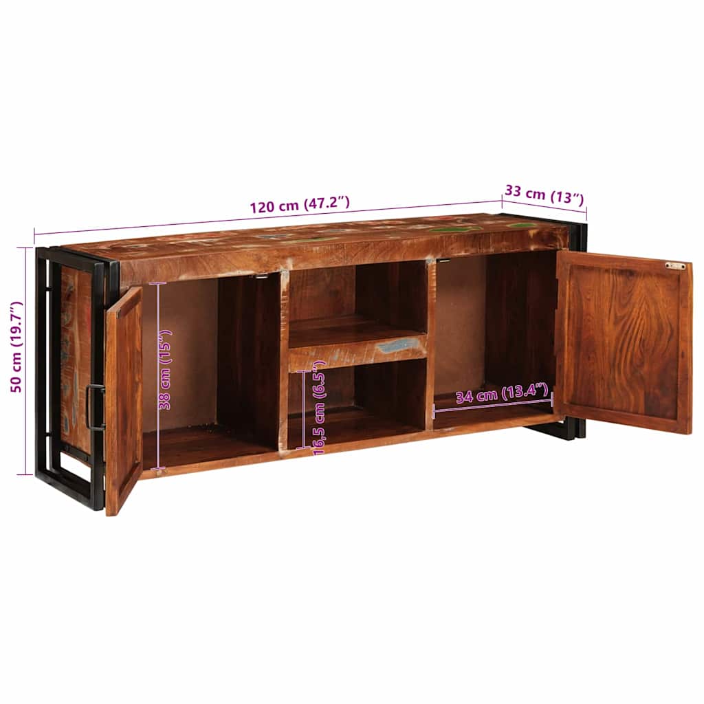 Mueble de TV con estante Multicolor madera maciza reciclada