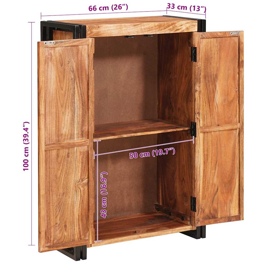 Highboard con Puertas Marrón Madera maciza de Acacia y Metal