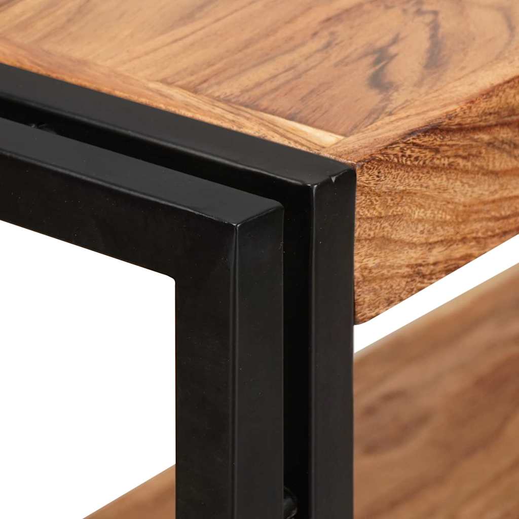 Estante de Libros con Puertas Madera maciza de Acacia y Metal