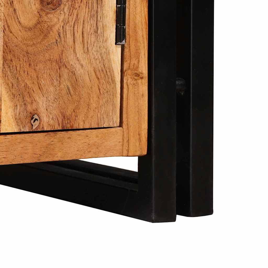 Estante de Libros con Puertas Madera maciza de Acacia y Metal