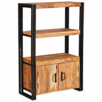 Estante de Libros con Puertas Madera maciza de Acacia y Metal