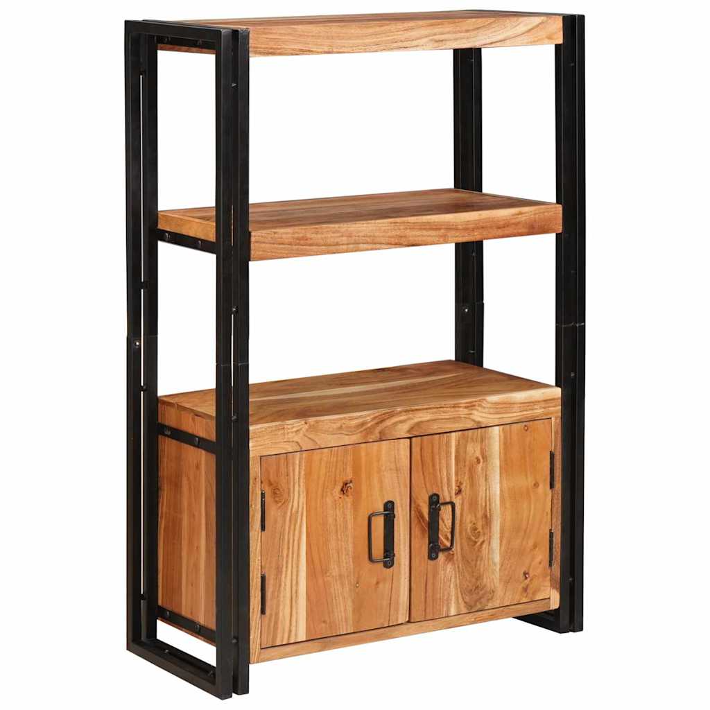 Estante de Libros con Puertas Madera maciza de Acacia y Metal