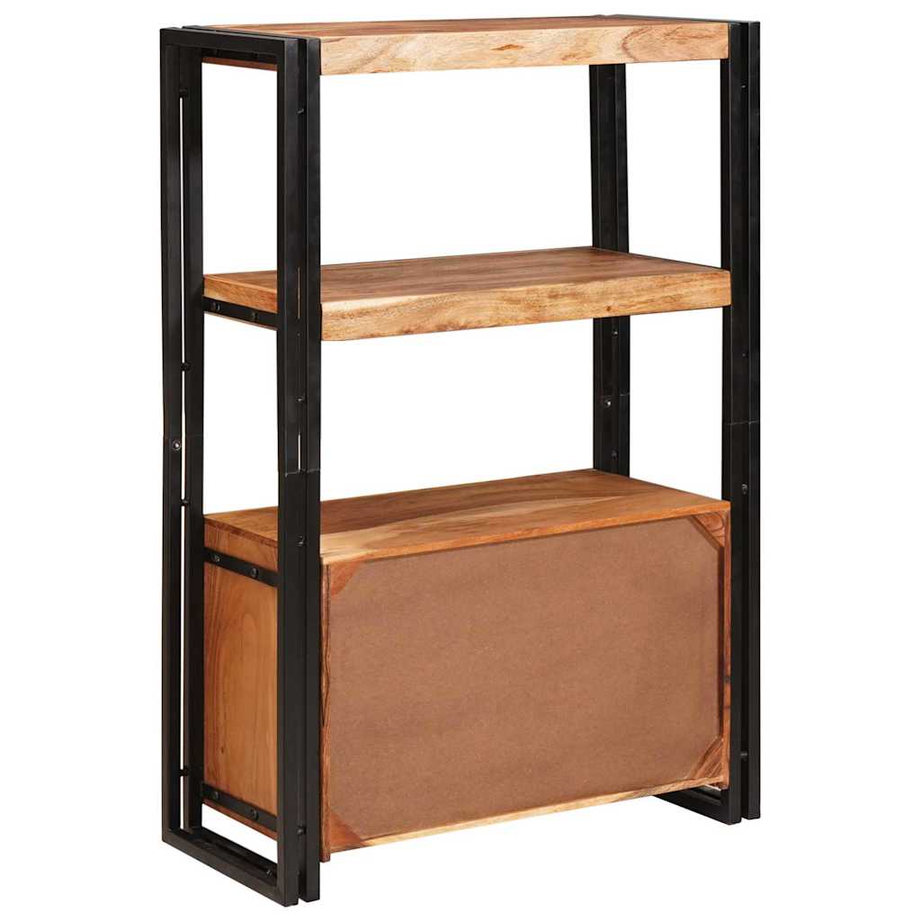 Estante de Libros con Puertas Madera maciza de Acacia y Metal