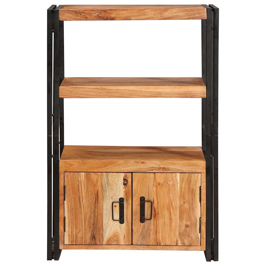 Estante de Libros con Puertas Madera maciza de Acacia y Metal