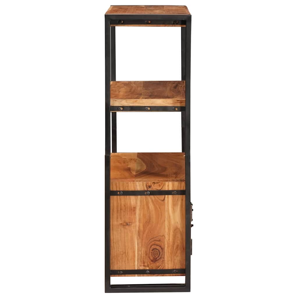 Estante de Libros con Puertas Madera maciza de Acacia y Metal
