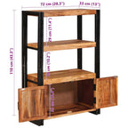 Estante de Libros con Puertas Madera maciza de Acacia y Metal