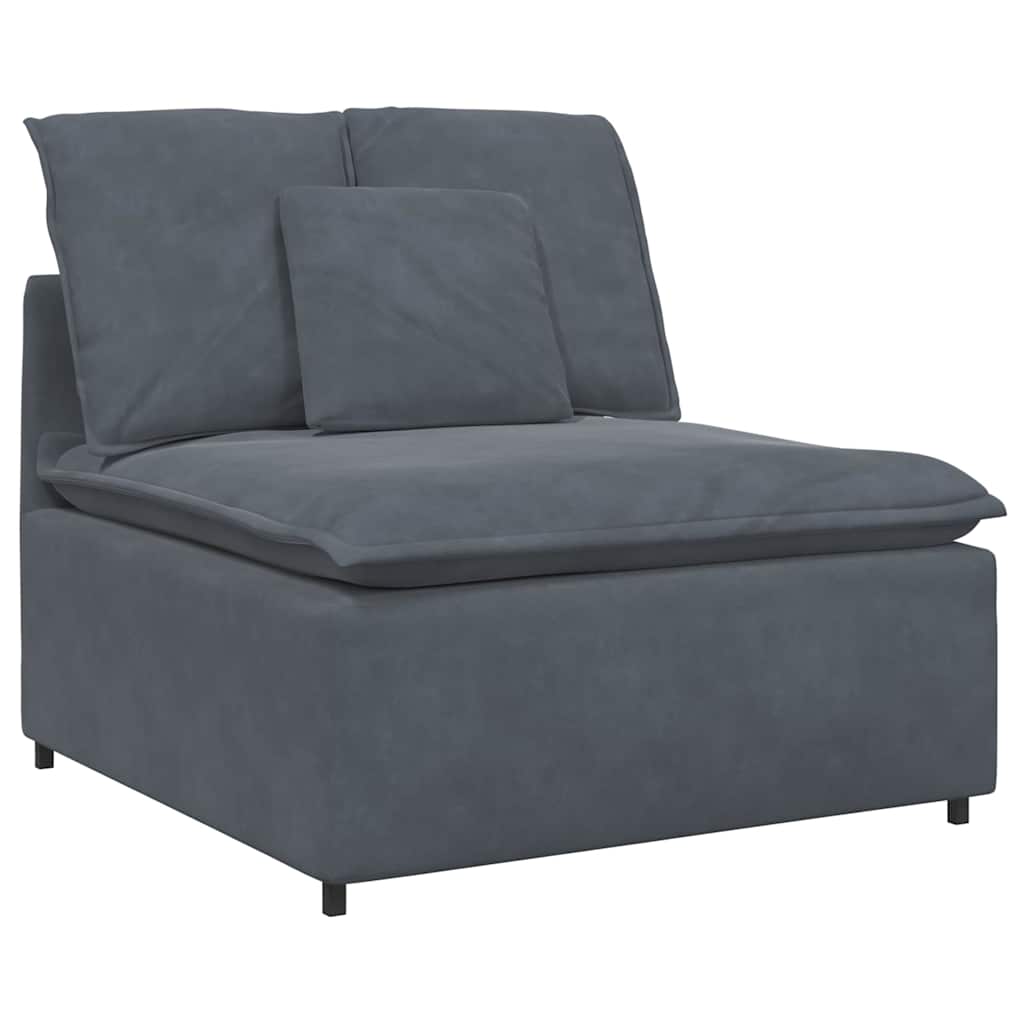 Sofá modular con reposapiés y cojines gris oscuro