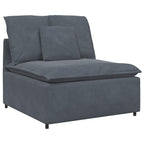 Sofá modular con reposapiés y cojines gris oscuro